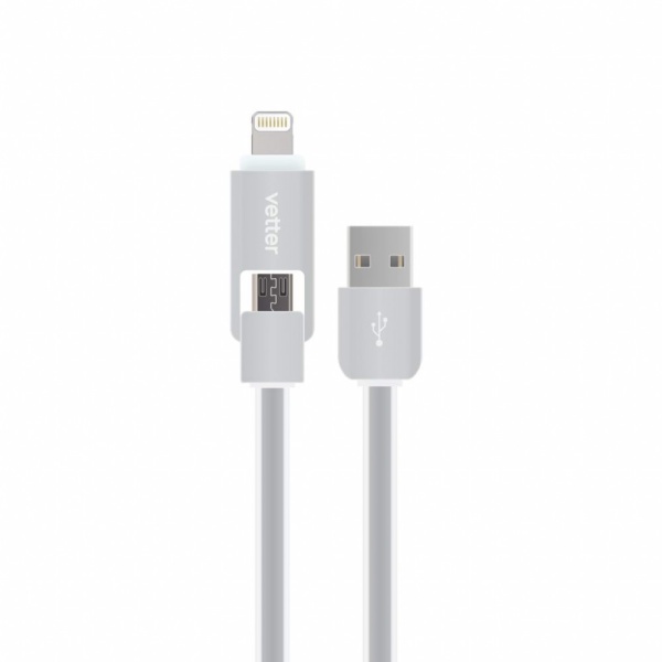 Cablu Vetter Lightning And Micro USB 2 In 1 Cable Grey CAVTLTMIE